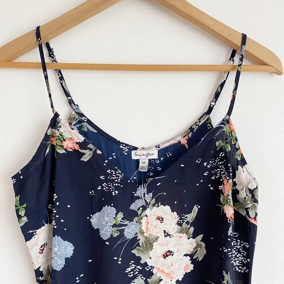 Love Fire, NWOT, Women's Floral Slip Dress, Adjustable Straps, Navy Blue, Size S - Picture 6 of 10